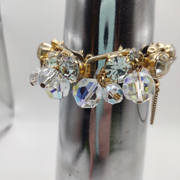 Vintage Gold Tone AB Crystal Bracelet  Statement Piece - Picture 8 of 11